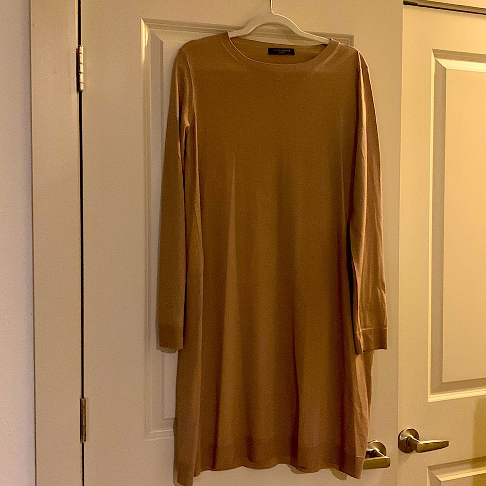 Piazza Sempione Camel Virgin Wool and Silk Knit Dress.